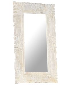 Ogledalo bijelo 80 x 50 cm od masivnog drva manga