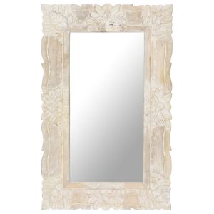 Ogledalo bijelo 80 x 50 cm od masivnog drva manga