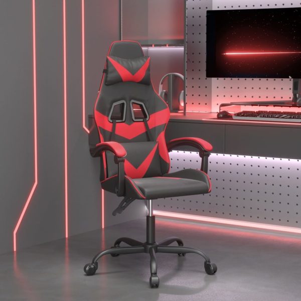 Okretna igraća stolica crno-crvena od umjetne kože