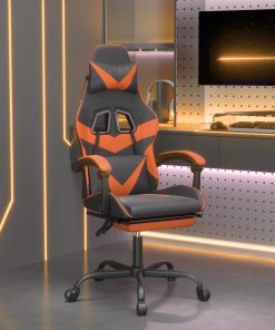 Okretna igraća stolica s osloncem crno-narančasta umjetna koža