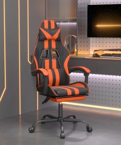 Okretna igraća stolica s osloncem crno-narančasta umjetna koža