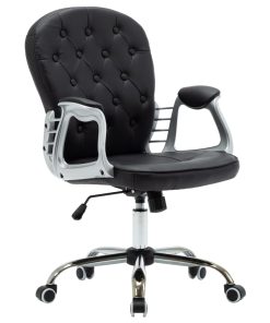Okretna uredska stolica od umjetne kože crna