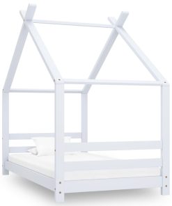 Okvir za dječji krevet od masivne borovine bijeli 80 x 160 cm