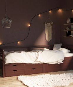 Okvir za krevet i ladice/ormarić tamnosivi 90 x 200 cm borovina