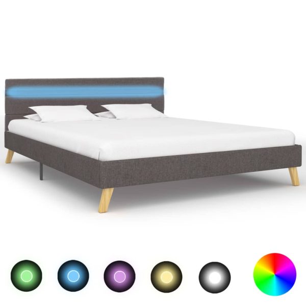 Okvir za krevet od tkanine LED svjetlosivi 160 x 200 cm