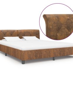 Okvir za krevet od umjetne brušene kože smeđi 160 x 200 cm