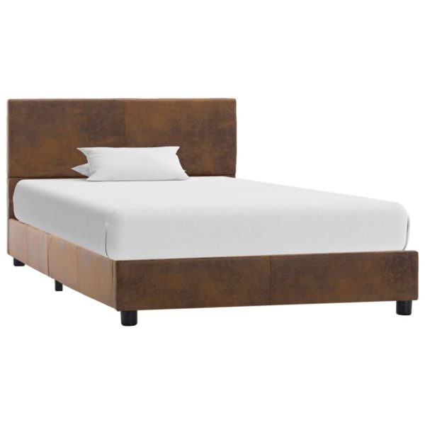 Okvir za krevet od umjetne brušene kože smeđi 90 x 200 cm