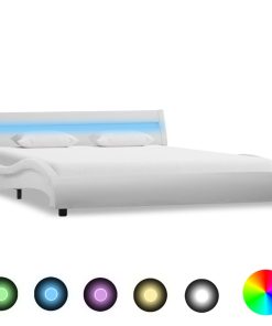 Okvir za krevet od umjetne kože LED bijeli 120 x 200 cm