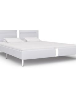Okvir za krevet od umjetne kože LED bijeli 180 x 200 cm