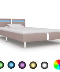 Okvir za krevet od umjetne kože LED boja cappuccina 90 x 200 cm