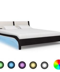 Okvir za krevet od umjetne kože LED crno-bijeli 140 x 200 cm