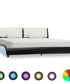Okvir za krevet od umjetne kože LED crno-bijeli 180 x 200 cm