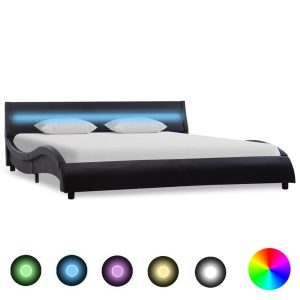 Okvir za krevet od umjetne kože s LED svjetlom crni 120x200 cm