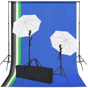 Oprema za Foto Studio: 5 Raznobojnih Pozadina i 2 Kišobrana