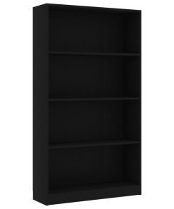 Ormarić za knjige s 4 razine crni 80 x 24 x 142 cm drveni