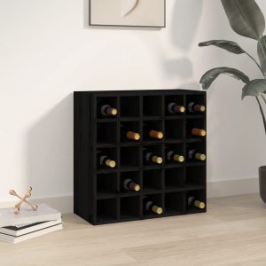 Ormarić za vino crni 56x25x56 cm od masivne borovine