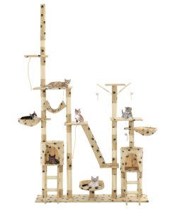 Penjalica za mačke sa stupovima za grebanje od sisala 230 - 250 cm bež s uzorkom šapa
