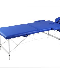 Plavi sklopivi stol za masažu s 2 zone i aluminijskim okvirom