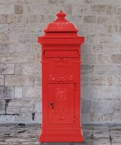Poštanski sandučić sa stupom u vintage stilu nehrđajući crveni