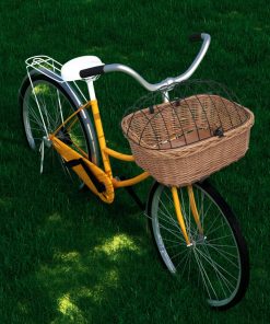 Prednja košara za bicikl s poklopcem 50x45x35 cm prirodna vrba