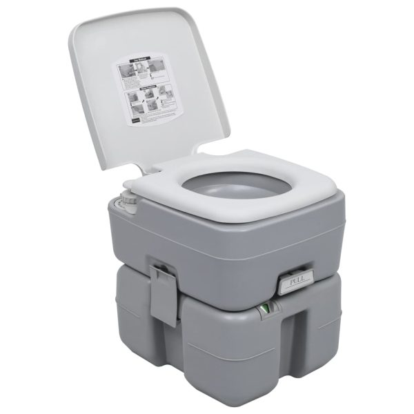Prijenosni toalet za kampiranje sivi 20 + 10 L