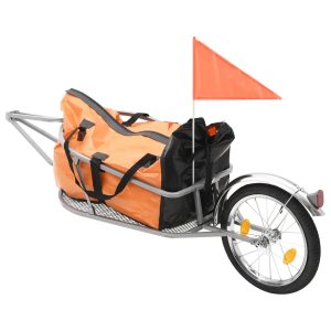 Prikolica za bicikl s torbom narančasto-crna
