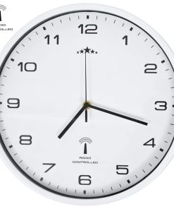 Radijski upravljan zidni sat s kvarcnim mehanizmom 31 cm bijeli