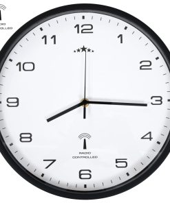 Radijski upravljan zidni sat s kvarcnim mehanizmom 31 cm crno bijeli