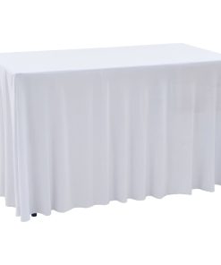 Rastezljive navlake za stol 2 kom duge 243 x 76 x 74 cm bijele