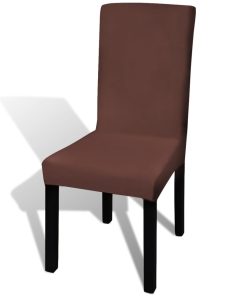 Ravna rastezljiva navlaka za stolice 6 kom smeđa boja
