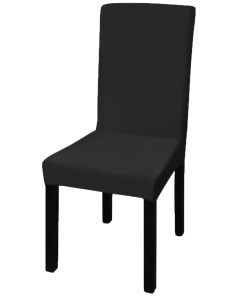 Ravne rastezljive navlake za stolice 6 kom crne