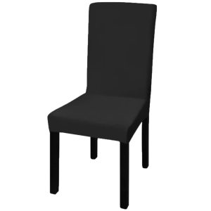 Ravne rastezljive navlake za stolice 6 kom crne