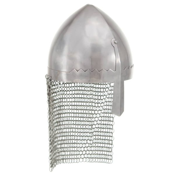 Replika viteške kacige za LARP srebrna čelična