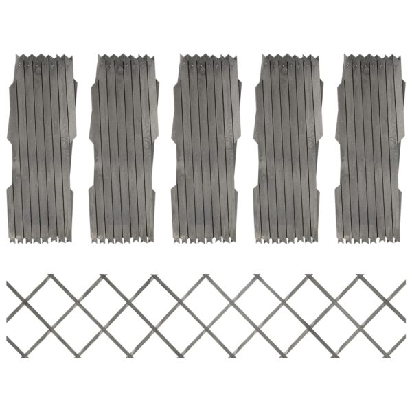 Rešetkaste ograde 5 kom sive od masivne jelovine 180 x 30 cm