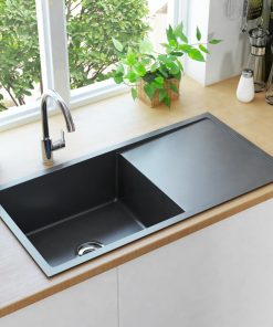 Ručno rađeni kuhinjski sudoper od nehrđajućeg čelika crni