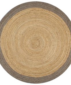 Ručno rađeni tepih od jute sa sivim rubom 90 cm