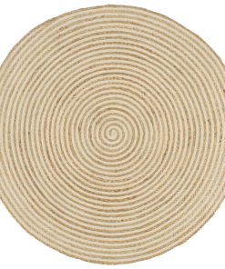 Ručno rađeni tepih od jute sa spiralnim uzorkom bijeli 90 cm
