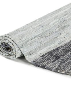 Ručno tkani tepih Chindi od kože 120 x 170 cm sivi