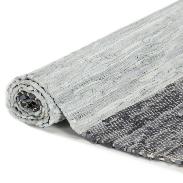 Ručno tkani tepih Chindi od kože 120 x 170 cm sivi