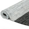 Ručno tkani tepih Chindi od kože 190x280 cm svjetlosivi i crni