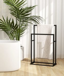 Samostojeći stalak za ručnike crni 48 x 24 x 78