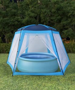 Šator za bazen od tkanine 500 x 433 x 250 cm plavi