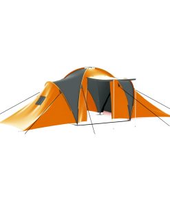 Šator za kampiranje za 9 osoba sivo-narančasti od tkanine