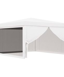 Šator za zabave s 4 mrežasta bočna zida 4 x 4 m bijeli
