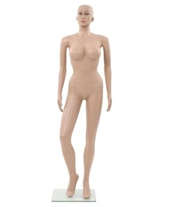 Seksi ženska lutka za izlog sa staklenim postoljem bež 180 cm