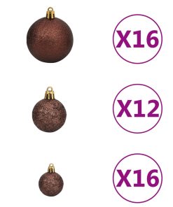 Set božićnih kuglica 100 komada 3/4/6 cm smeđi/brončani/zlatni