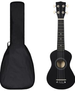 Set dječjeg ukulelea Soprano s torbom crni 21 "