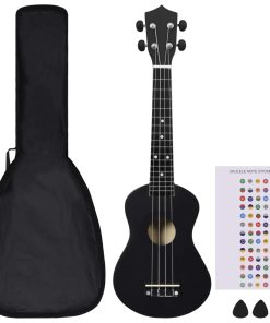 Set dječjeg ukulelea Soprano s torbom crni 23 "