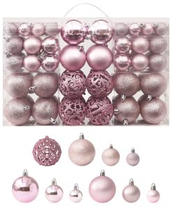 Set od 100 božićnih kuglica ružičasti