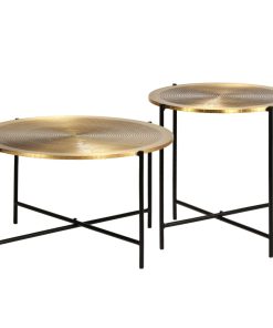 Set stolova 2 komada od MDF s mjedenom navlakom